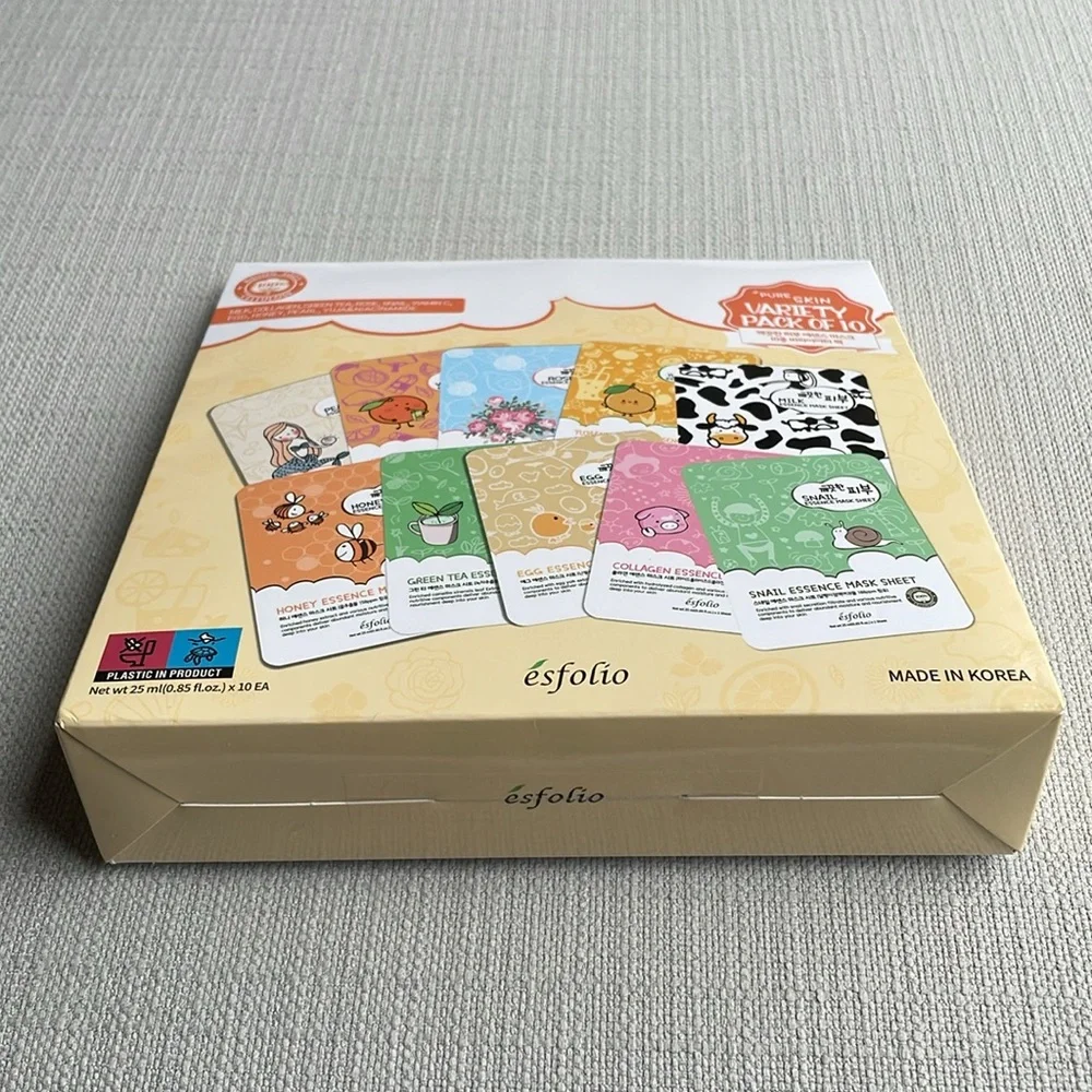 Esfolio k beauty pure skin variety pack of 10 essence sheet masks for face